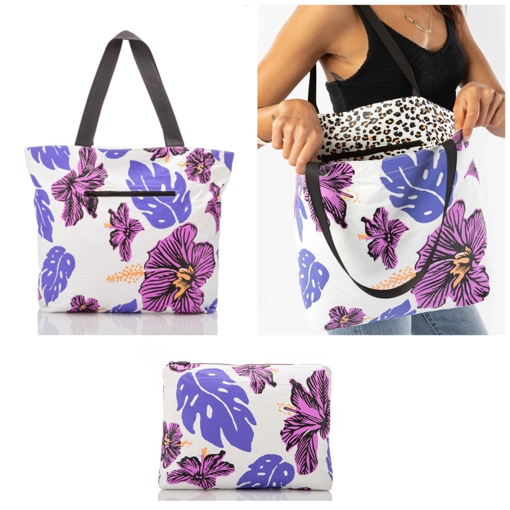 SOLD!! ALOHA COLLECTION Reversible Tote + Matching Small Pouch – Papeʻete Print